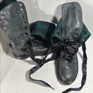 Dr. Martens Women's Black and Green Combat Boots